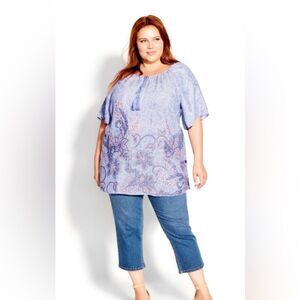 Lavender Peasant Style Tunic EUC